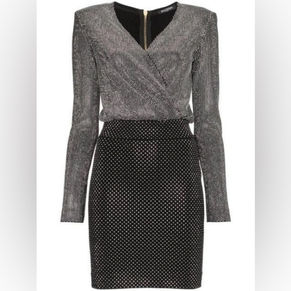 Balmain Studded Wrap Effect Mini Dress